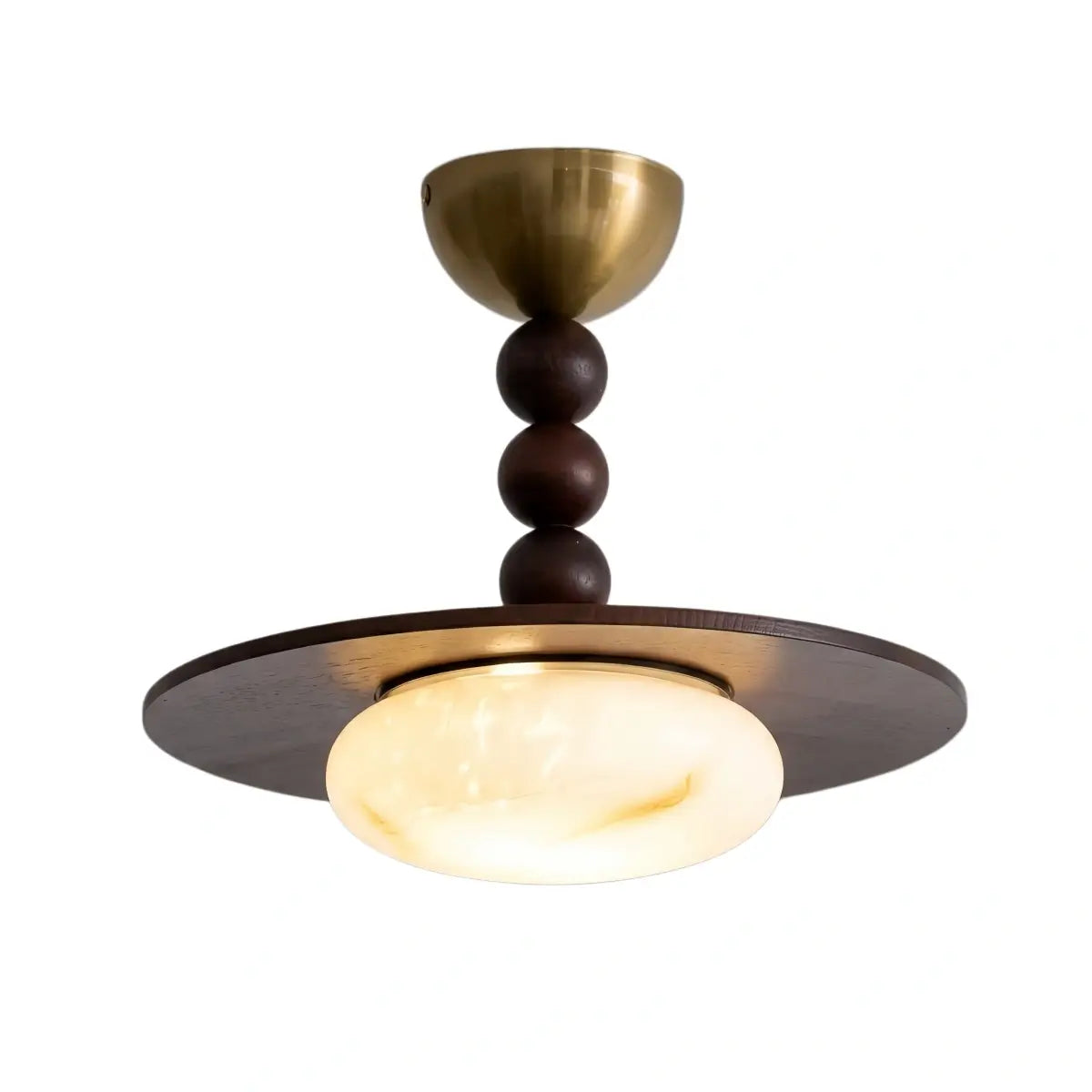 Modern Wood & Alabaster Ceiling Light